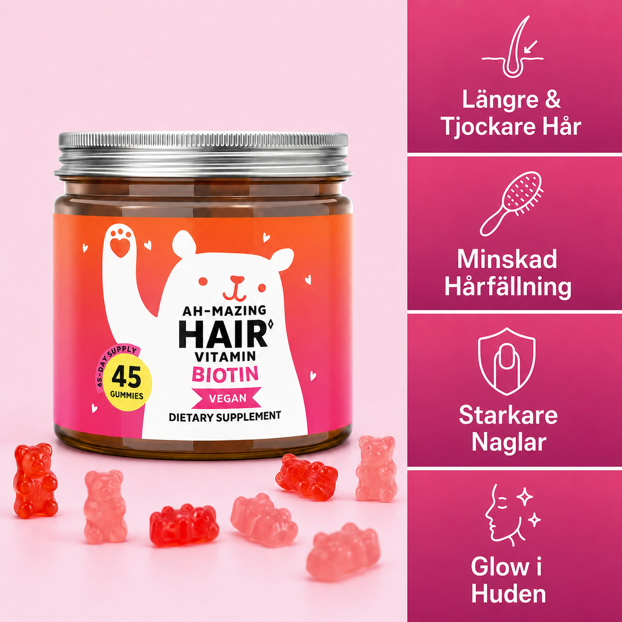 Biotin Gummies – För Längre, Tjockare & Starkare Hår