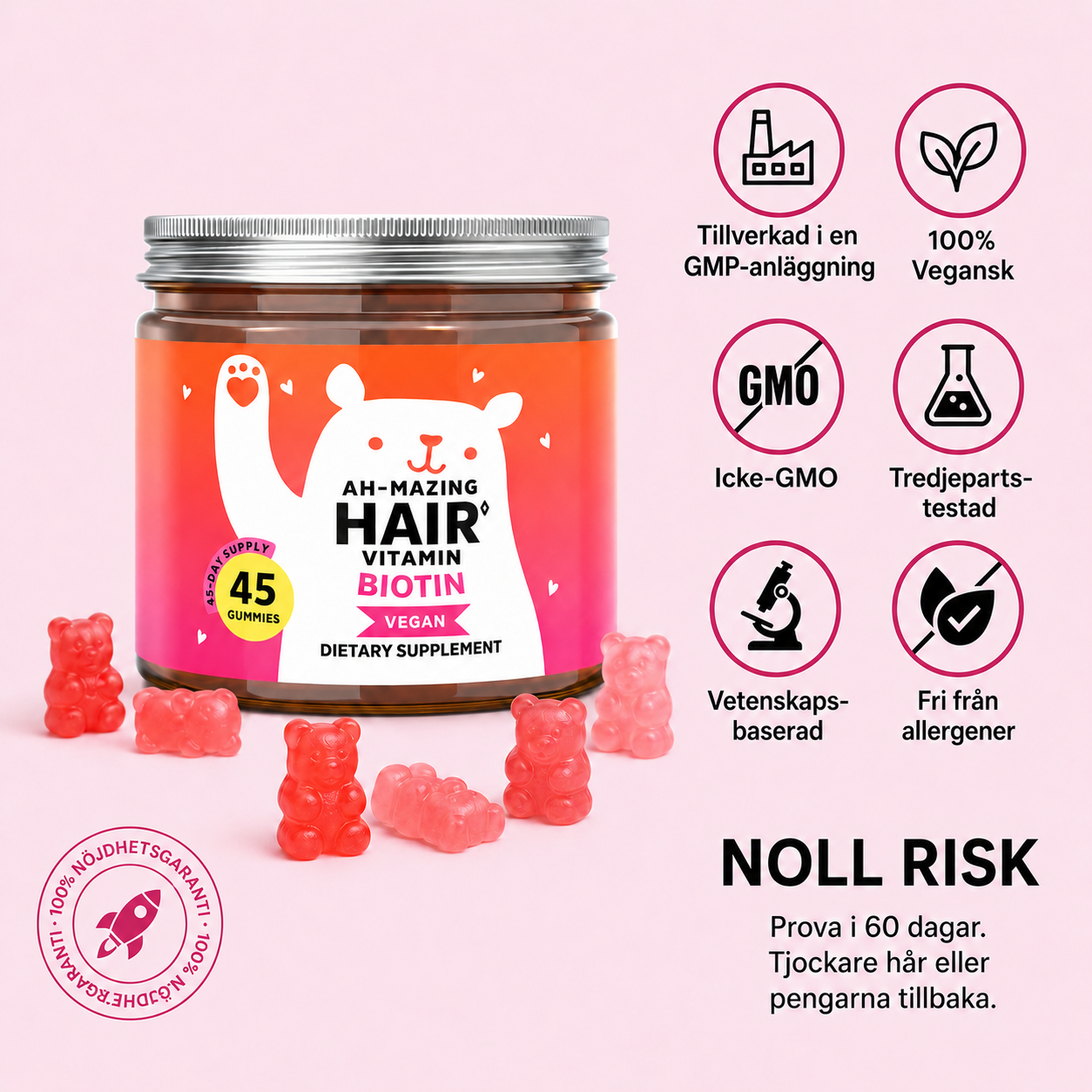 Biotin Gummies – För Längre, Tjockare & Starkare Hår
